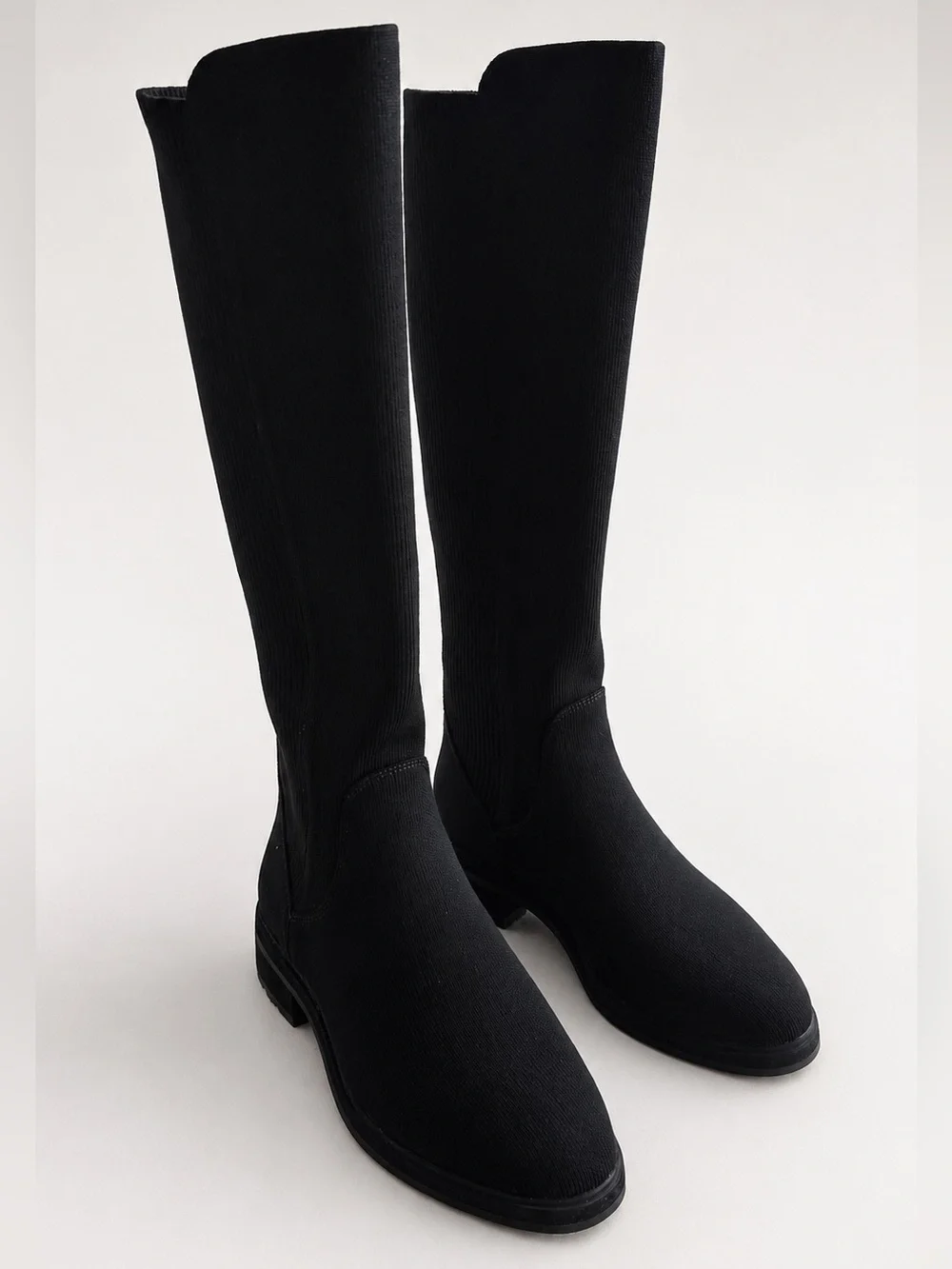 Rothy's Tall Lug Boot Onyx Black Over-the-Knee Stretch Knit Boots